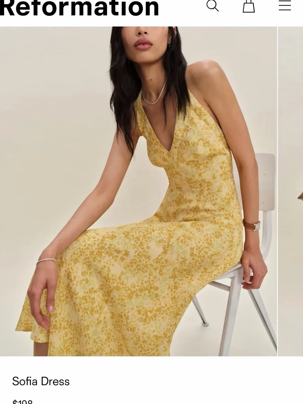 Reformation Yellow Halter Floral Midi Dress - Picture 11 of 13